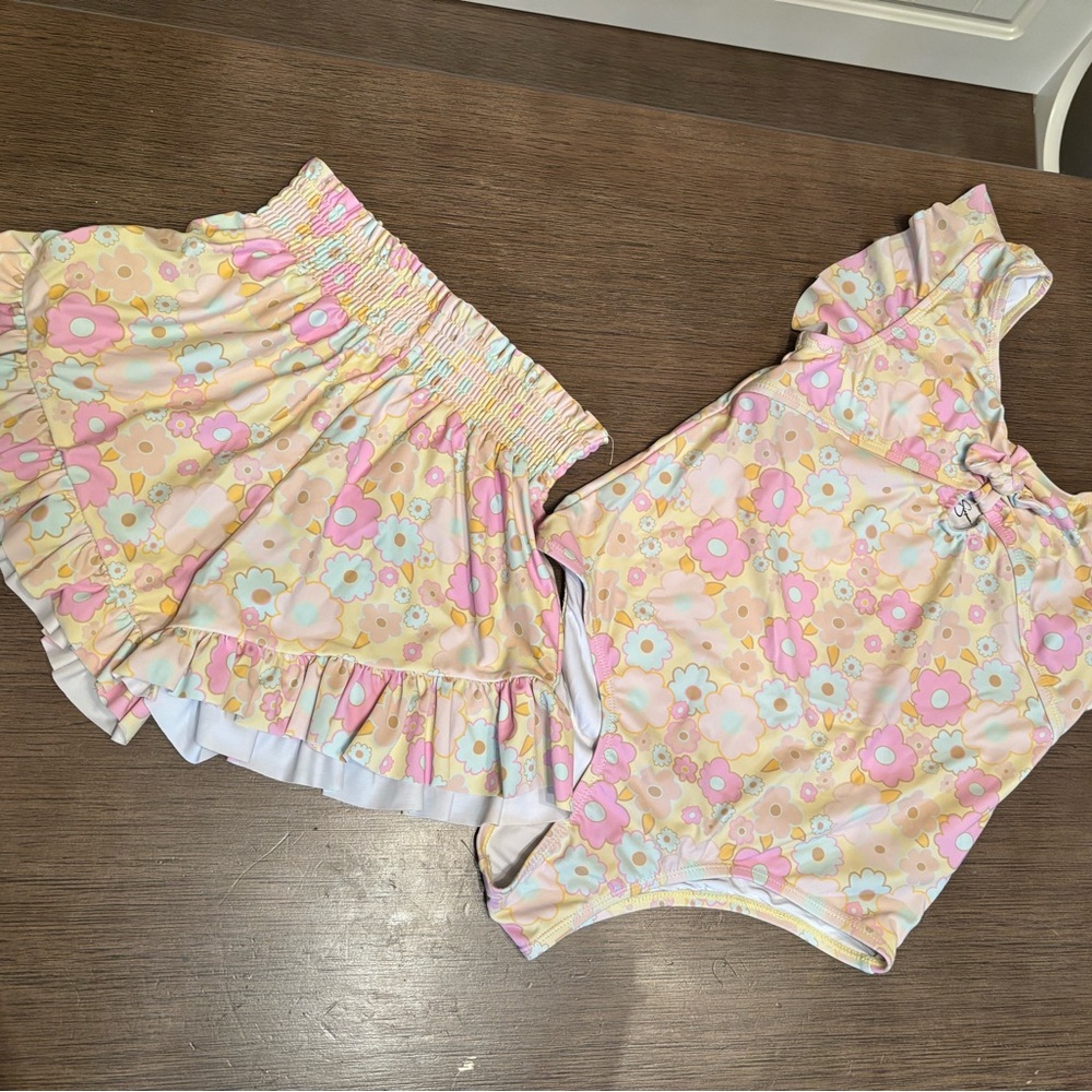Jessica Simpson Pink Floral Kids Swim One Piece